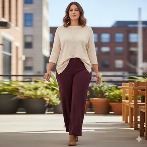 Coldwater Creek Classic Fit‎ Pants Women Plus 3X Red Maroon Burgundy Pull On